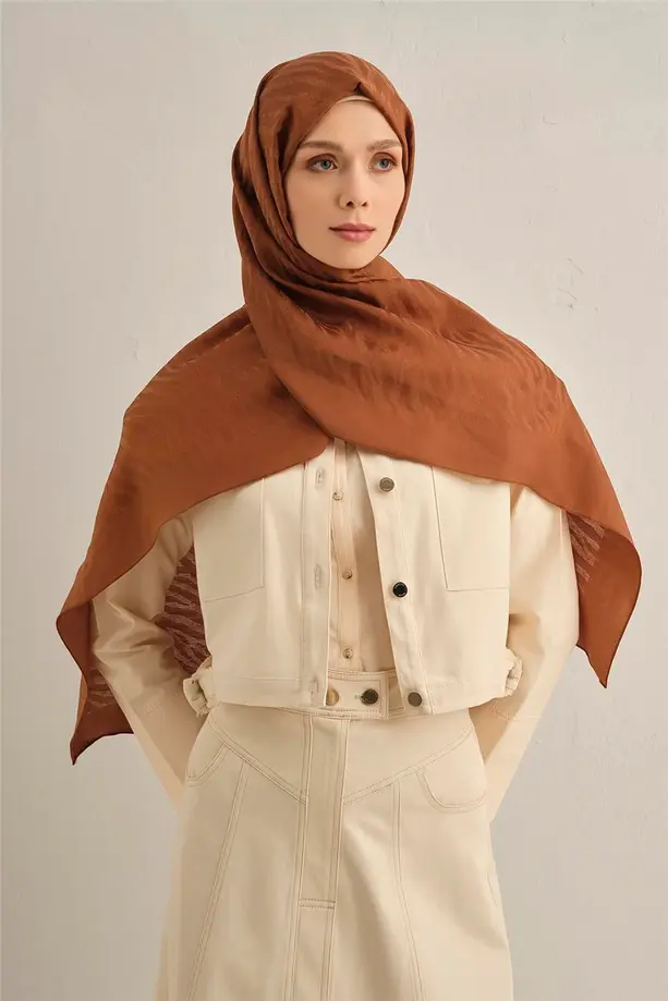 Armine Pamora Zebra Desen Şal 1 Kahve 16