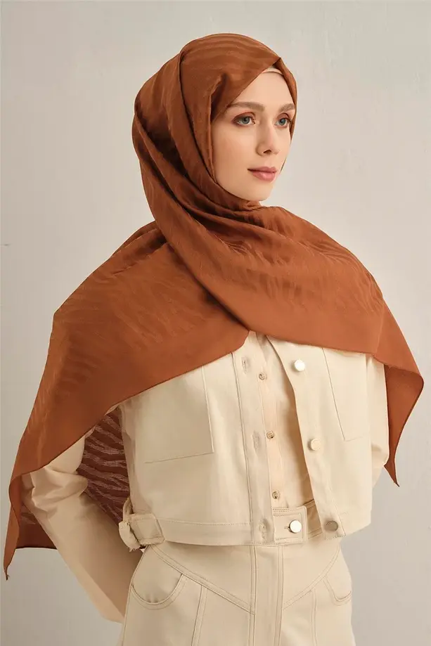 Armine Pamora Zebra Desen Şal 1 Kahve 16