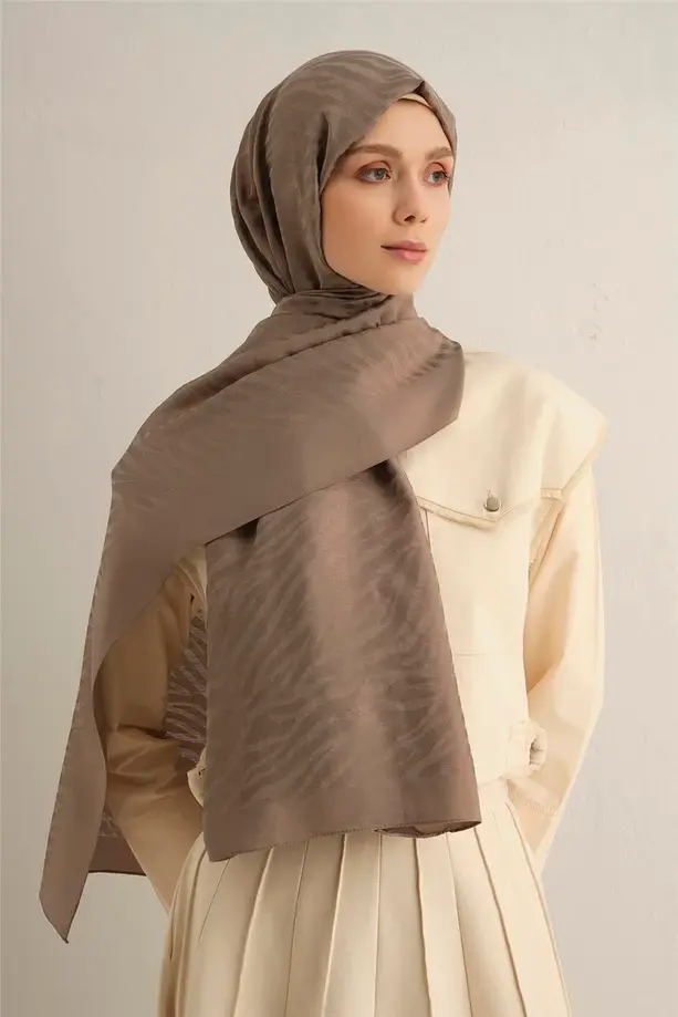 Armine Pamora Zebra Desen Şal 1 Vizon 07