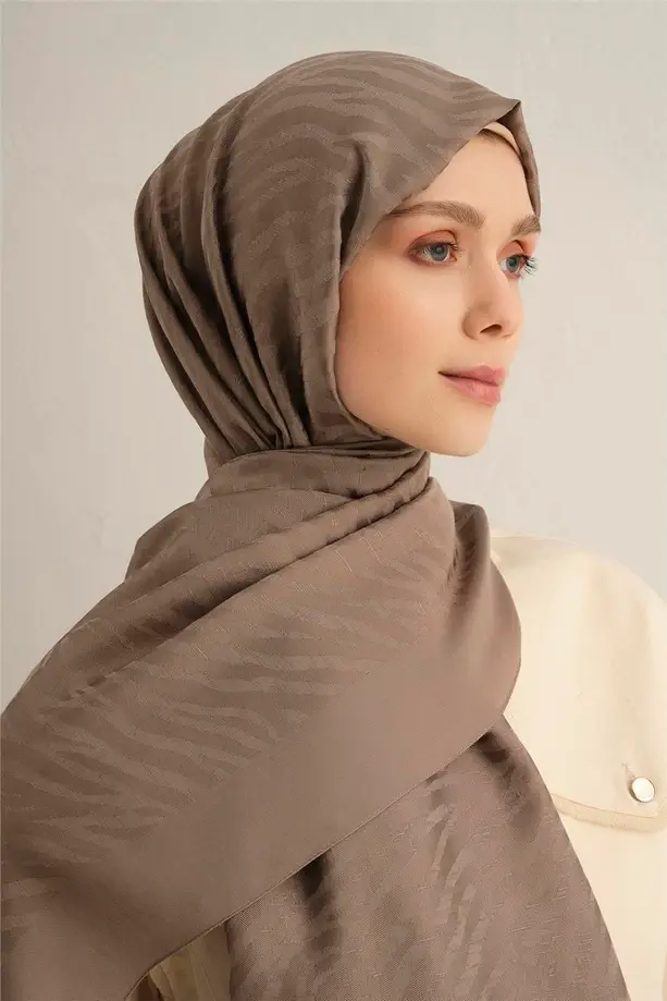 Armine Pamora Zebra Desen Şal 1 Vizon 07