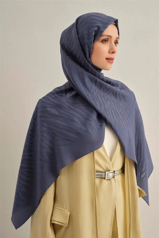 Armine Pamora Zebra Desen Şal 1 Mavi 26