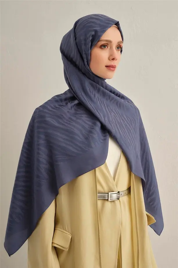 Armine Pamora Zebra Desen Şal 1 Mavi 26