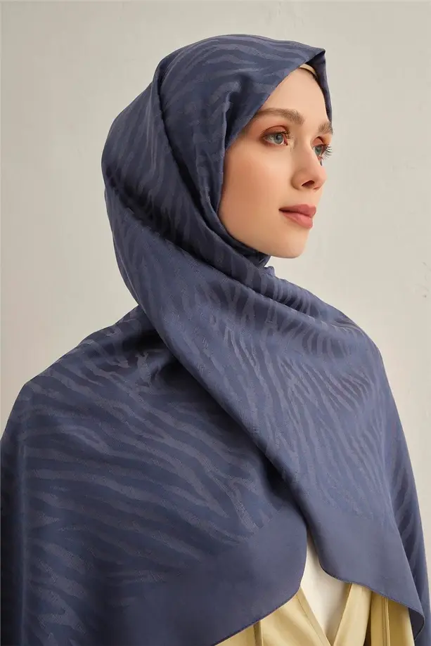 Armine Pamora Zebra Desen Şal 1 Mavi 26