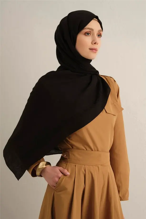 Armine Pamora Dama Çerçeve Şal 2 Siyah 01